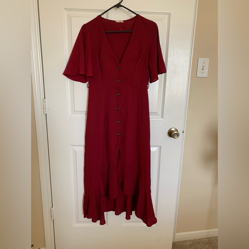 Red high low dress